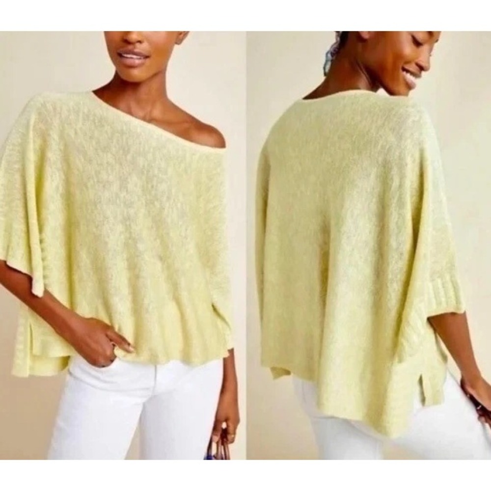 Anthropologie Blouse Top Size Medium Shimmer Linen Drop Arm Relaxed Pullover